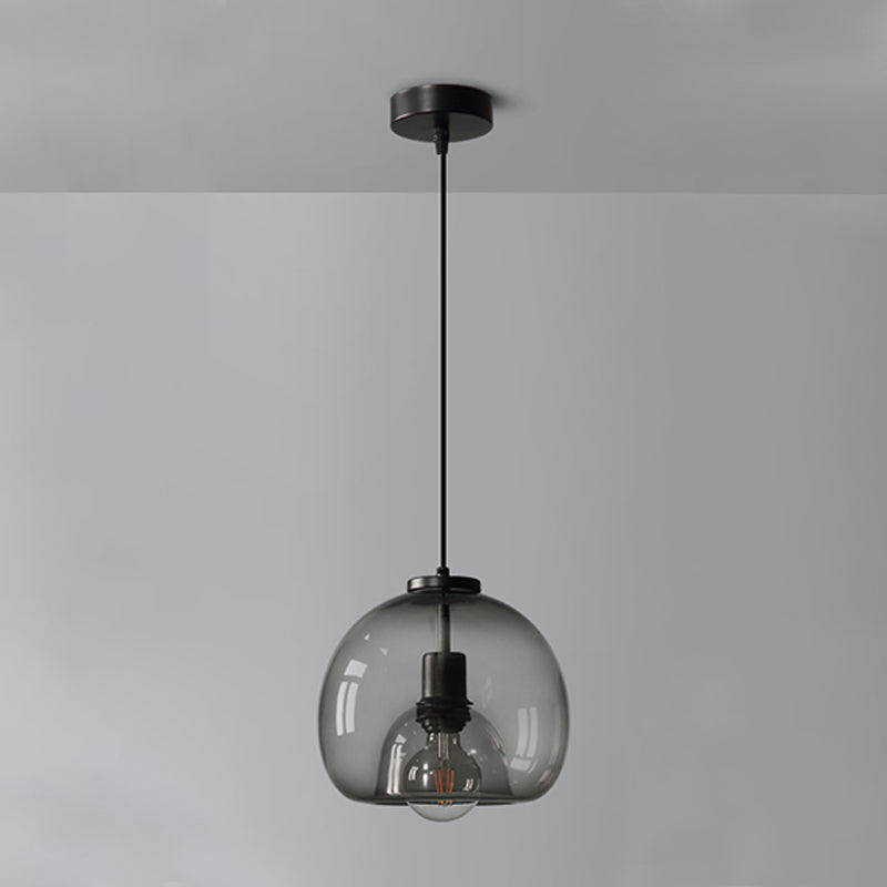 Modern Iron Pendant Light Globe Glass Hanging Lamp for Dining Room