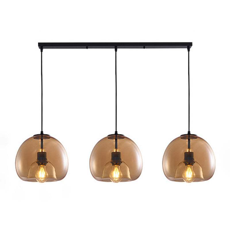 Modern Iron Pendant Light Globe Glass Hanging Lamp for Dining Room