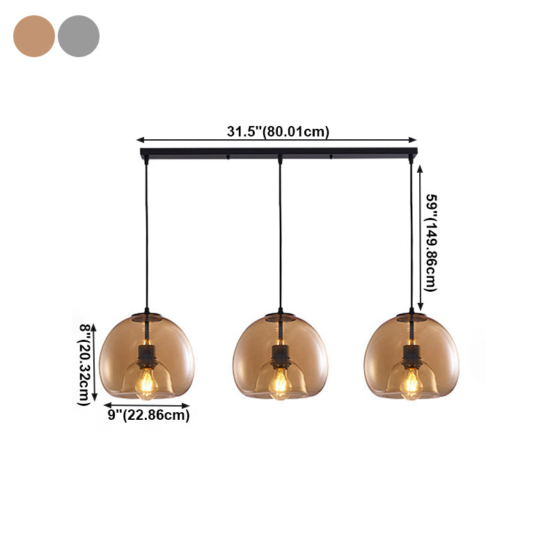 Modern Iron Pendant Light Globe Glass Hanging Lamp for Dining Room