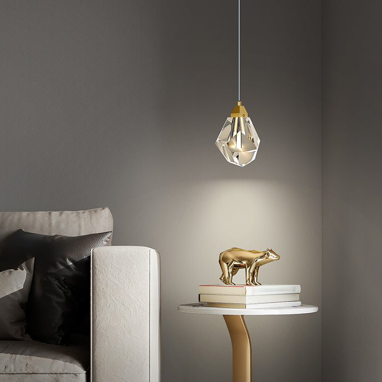 Crystal Unique Shape Hanging Light Modern Style 1 Head Hanging Mount Fixture for Bedroom