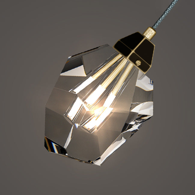 Crystal Unique Shape Hanging Light Modern Style 1 Head Hanging Mount Fixture for Bedroom