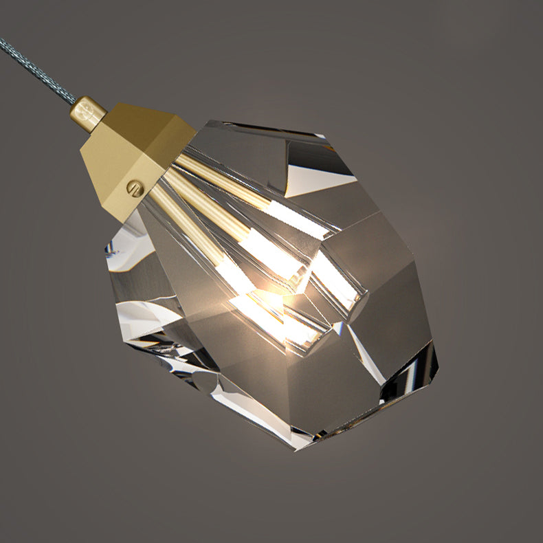Crystal Unique Shape Hanging Light Modern Style 1 Head Hanging Mount Fixture for Bedroom