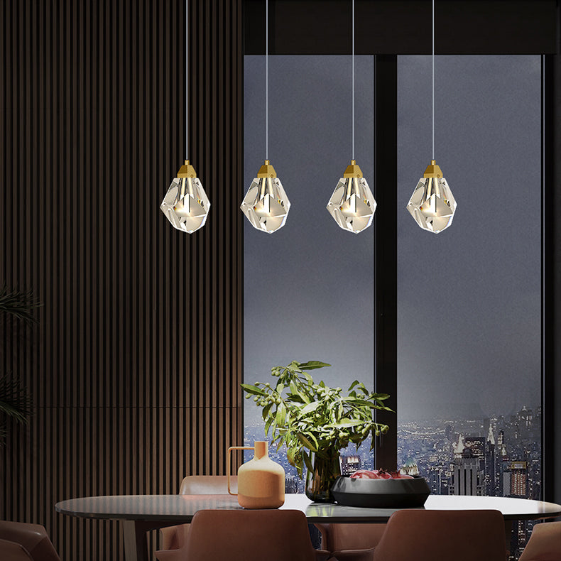 Crystal Unique Shape Hanging Light Modern Style 1 Head Hanging Mount Fixture for Bedroom