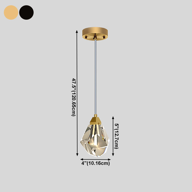 Crystal Unique Shape Hanging Light Modern Style 1 Head Hanging Mount Fixture for Bedroom