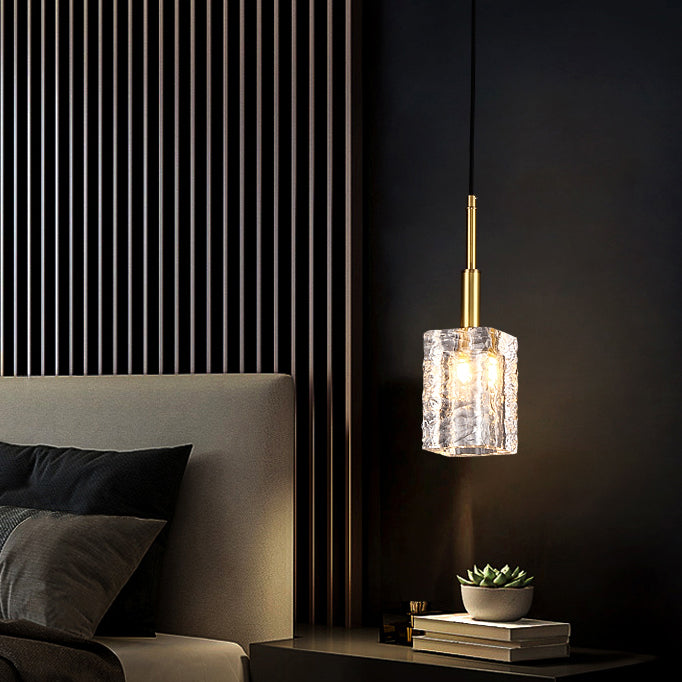 Crystal Cylindrical Hanging Lights Modern Style Hanging Mount Fixture for Bedroom