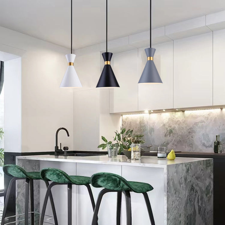 Metal Cone Hanging Lights Modern Macaron Style 1 Head Hanging Mount Fixture for Bedroom