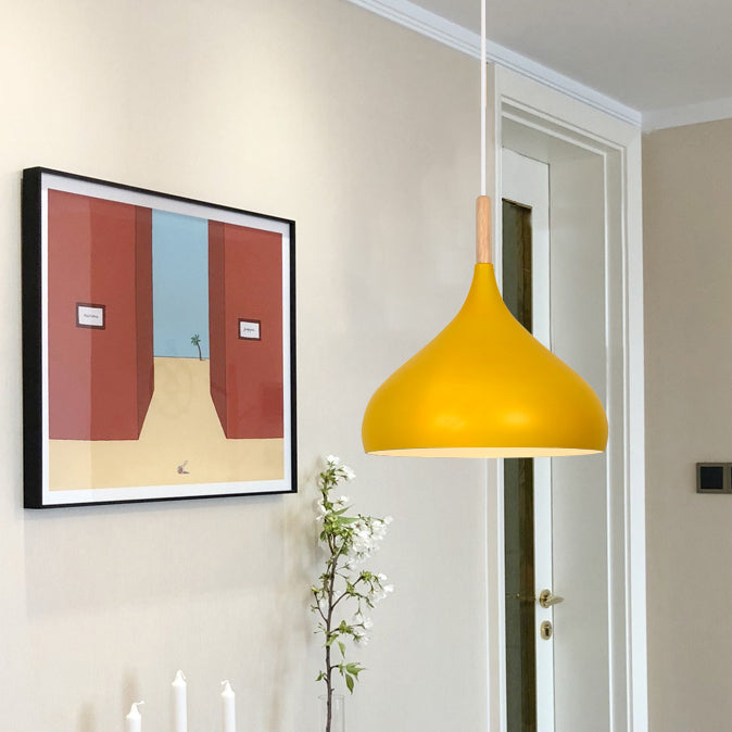 Pot Cover Shape Hanging Lighting Modern Metal 1 Light Pendant Lamp for Living Room
