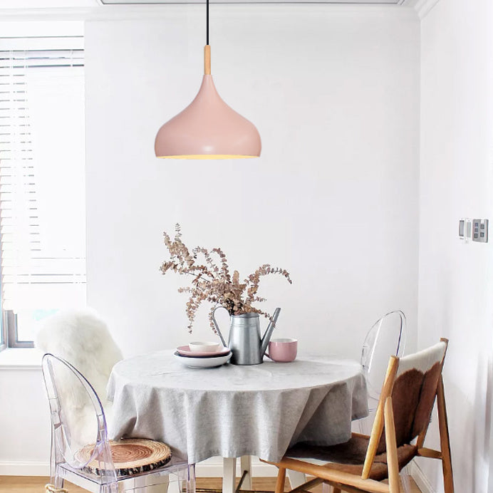 Pot Cover Shape Hanging Lighting Modern Metal 1 Light Pendant Lamp for Living Room