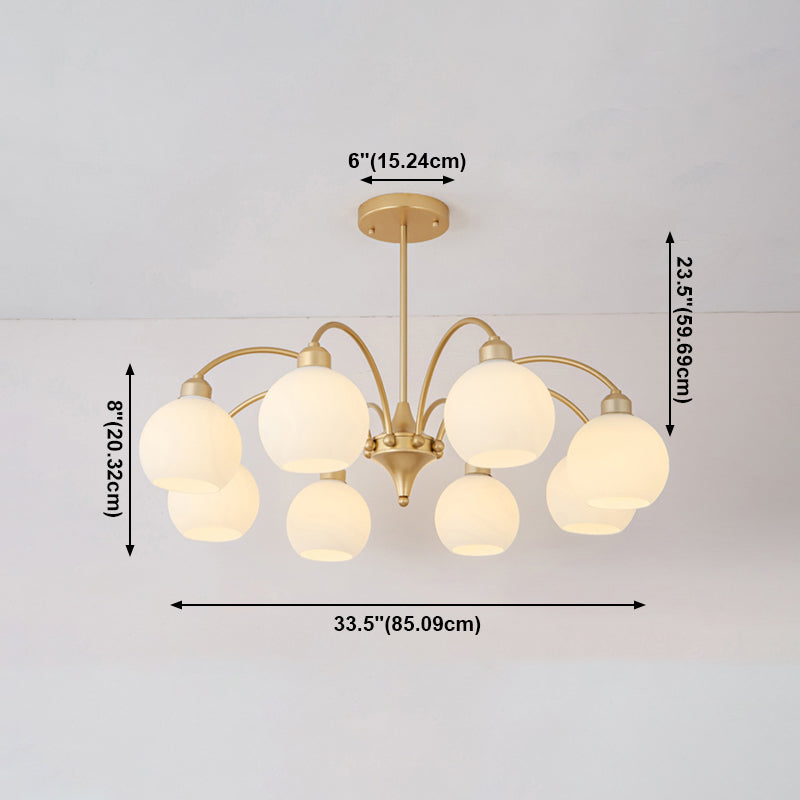 Modern Glass Chandelier Light Globe Shade Multi-Head Pendant Lamps for Living Room