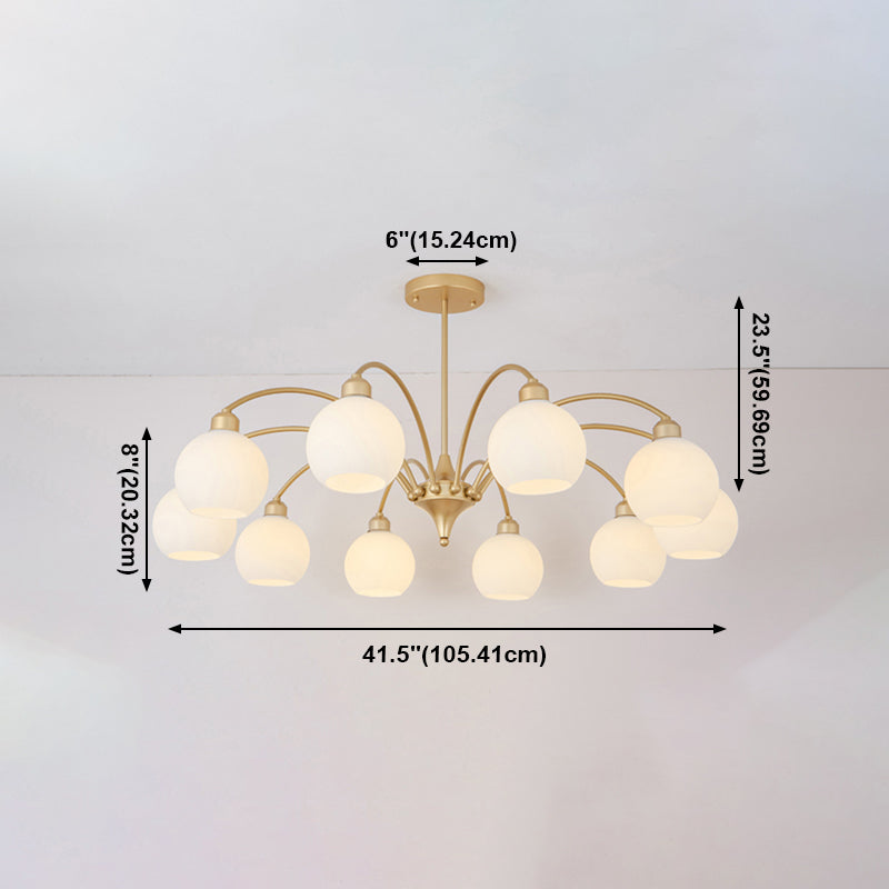 Modern Glass Chandelier Light Globe Shade Multi-Head Pendant Lamps for Living Room