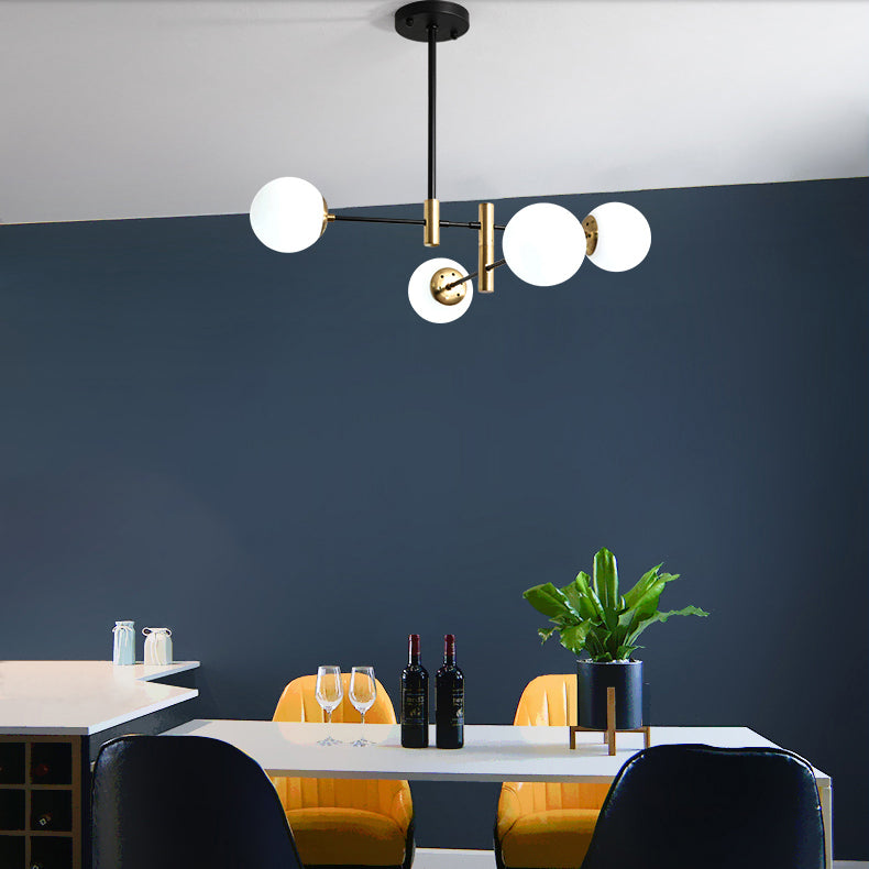 Modern Metal Chandelier Light Fixtures Black Multi-Head Suspension Pendant Lamps for Living Room