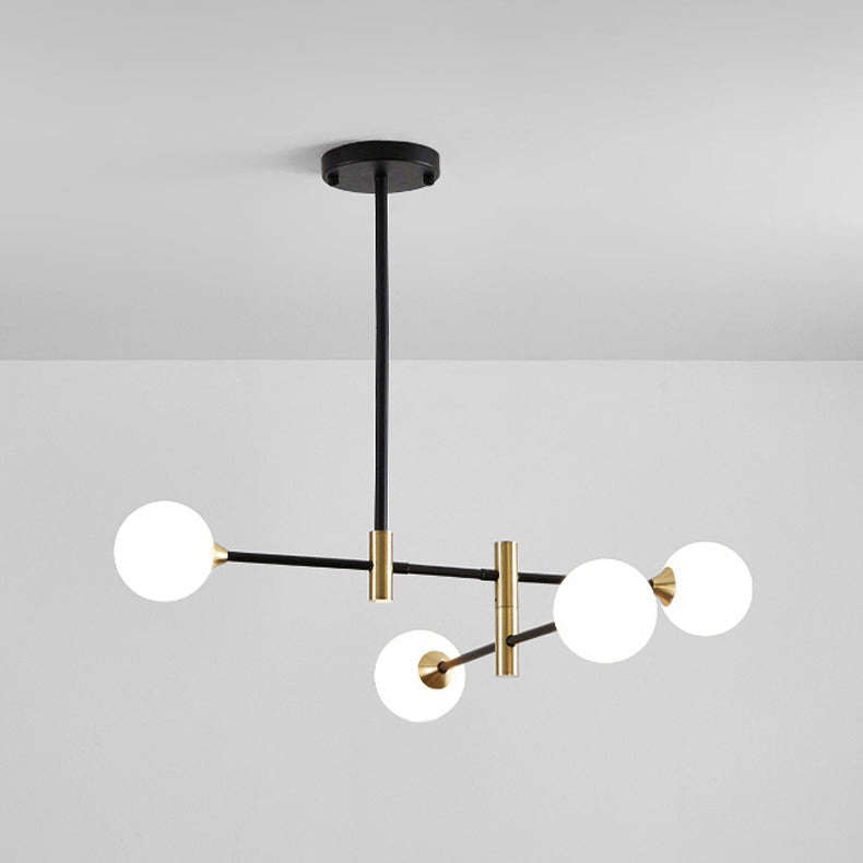 Modern Metal Chandelier Light Fixtures Black Multi-Head Suspension Pendant Lamps for Living Room