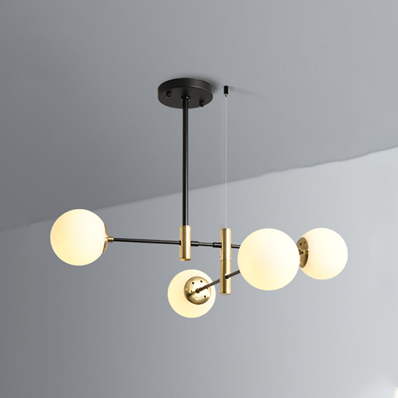 Modern Metal Chandelier Light Fixtures Black Multi-Head Suspension Pendant Lamps for Living Room