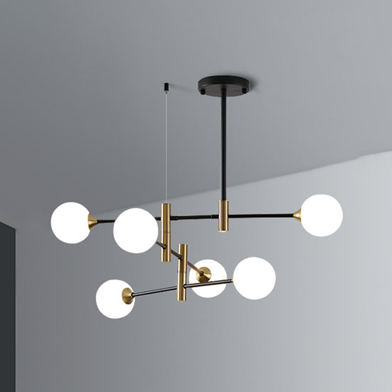 Modern Metal Chandelier Light Fixtures Black Multi-Head Suspension Pendant Lamps for Living Room