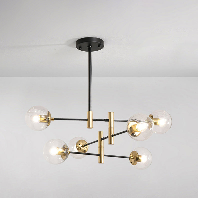 Modern Metal Chandelier Light Fixtures Black Multi-Head Suspension Pendant Lamps for Living Room