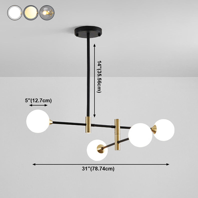 Modern Metal Chandelier Light Fixtures Black Multi-Head Suspension Pendant Lamps for Living Room