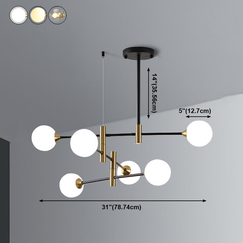 Modern Metal Chandelier Light Fixtures Black Multi-Head Suspension Pendant Lamps for Living Room