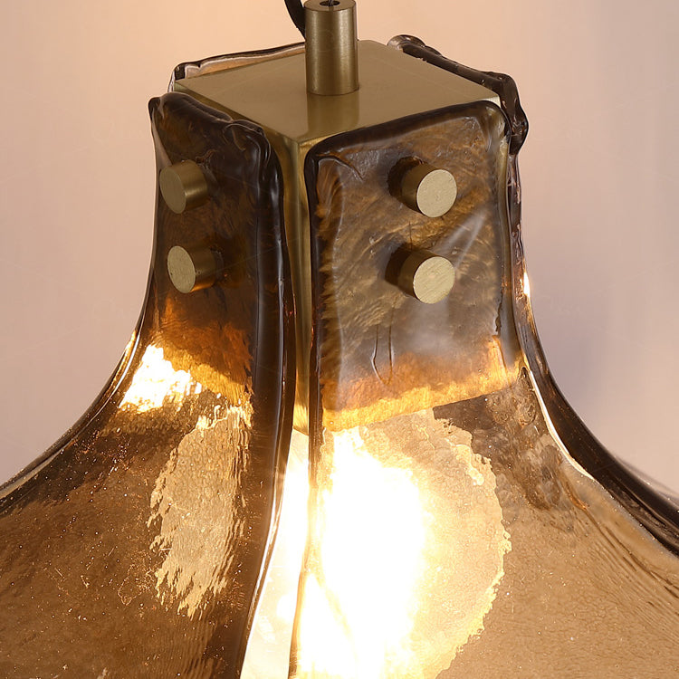 Luce a sospensione in vetro ambra in stile industriale Antique 1 lampada a sospensione leggera per sala da pranzo