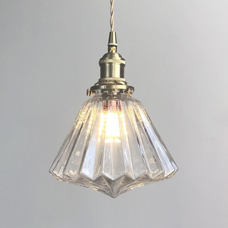 1 Licht hängende Licht im industriellen Schulhaus Anhänger Form Prismatische Glasleuchten