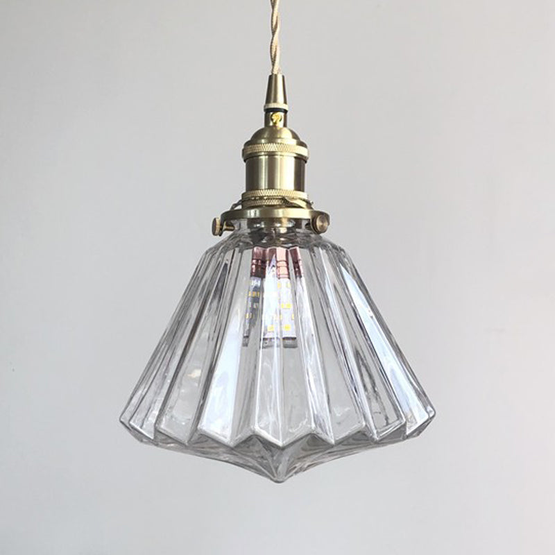 1 Licht hängende Licht im industriellen Schulhaus Anhänger Form Prismatische Glasleuchten