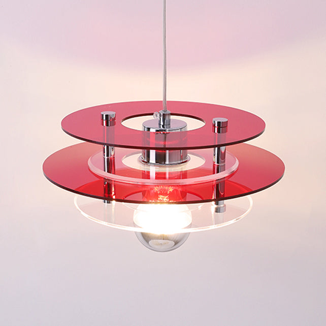 Nordic Style Macaron Pendant Light 1 Light Metal Acrylic Hanging Light for Bedside