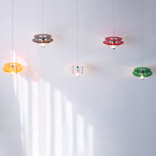 Nordic Style Macaron Pendant Light 1 Light Metal Acrylic Hanging Light for Bedside