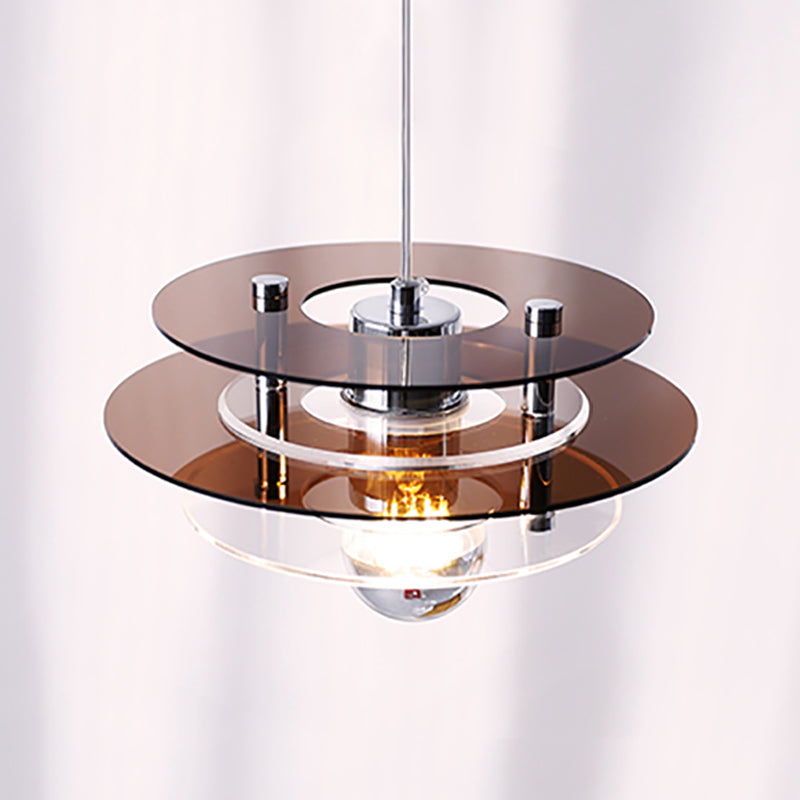 Nordic Style Macaron Pendant Light 1 Light Metal Acrylic Hanging Light for Bedside