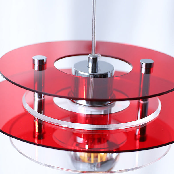 Nordic Style Macaron Pendant Light 1 Light Metal Acrylic Hanging Light for Bedside