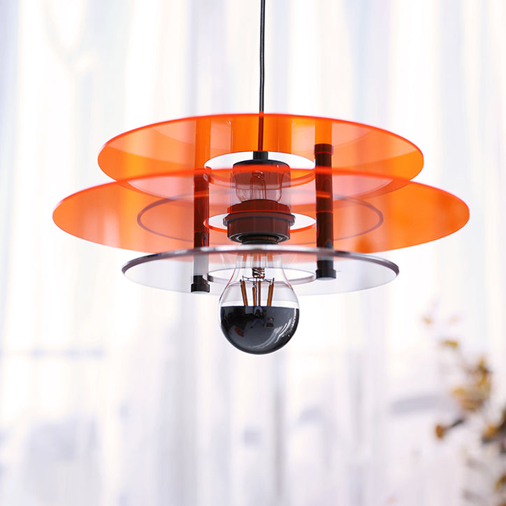 Nordic Style Macaron Pendant Light 1 Light Metal Acrylic Hanging Light for Bedside
