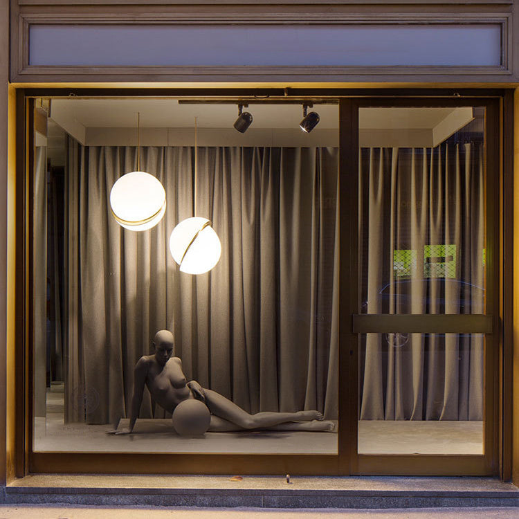 Orbe de style moderne suspension en verre blanc en verre 1 lumière de tête en finition en or pour chambre à coucher