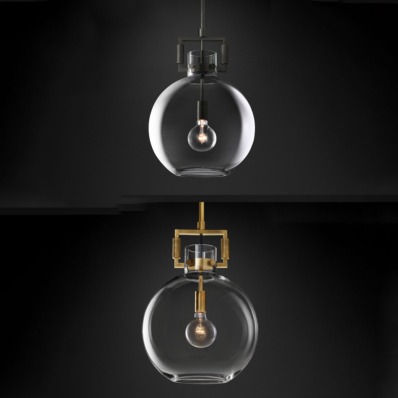 Stile industriale sospeso a sospensione vetro trasparente 1 testa a testa leggera per il ristorante Cafe