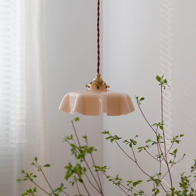 Nordic Style Macaron Pendant Light Metal Glass Hanging Light for Bedside
