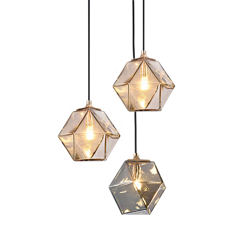 Verre géométrique suspendue Lumière Créative 1 Livrage léger Pendant le suspension moderne