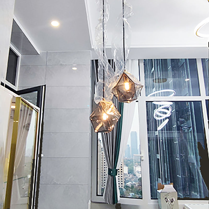 Verre géométrique suspendue Lumière Créative 1 Livrage léger Pendant le suspension moderne