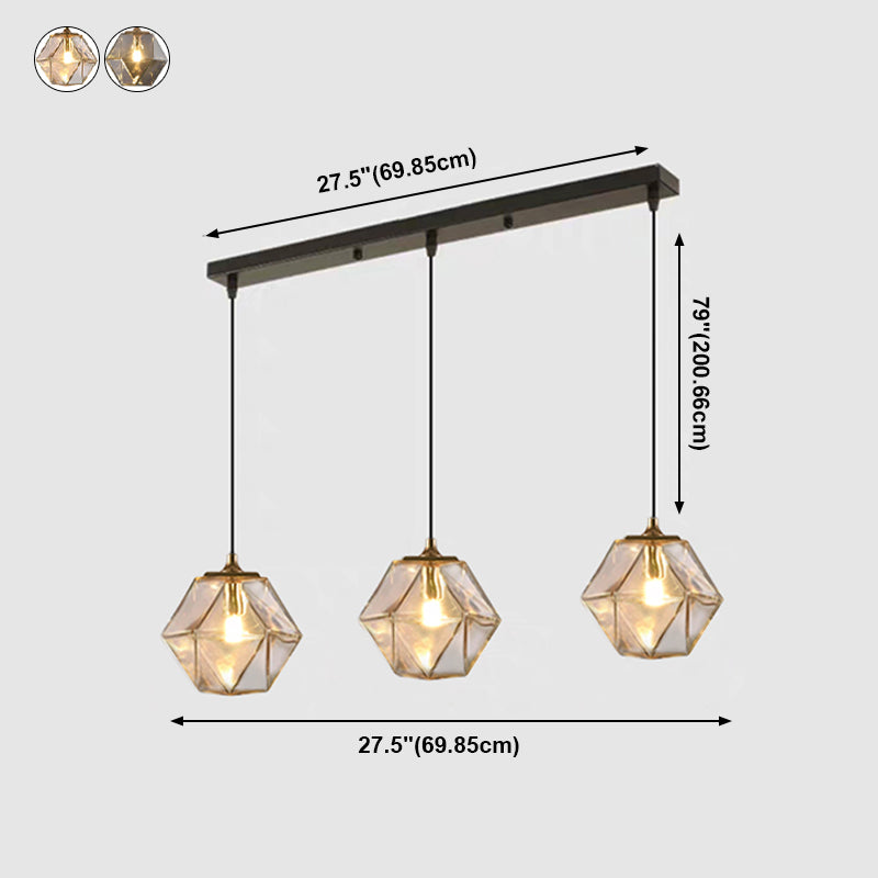 Verre géométrique suspendue Lumière Créative 1 Livrage léger Pendant le suspension moderne