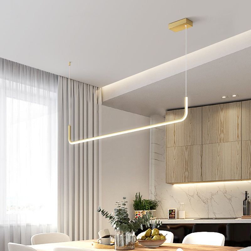 Modern LED Island Light Simple Strip Shape Pendant Light Fixture for Dining Room
