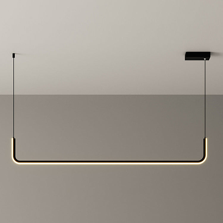 Modern LED Island Light Simple Strip Shape Pendant Light Fixture for Dining Room