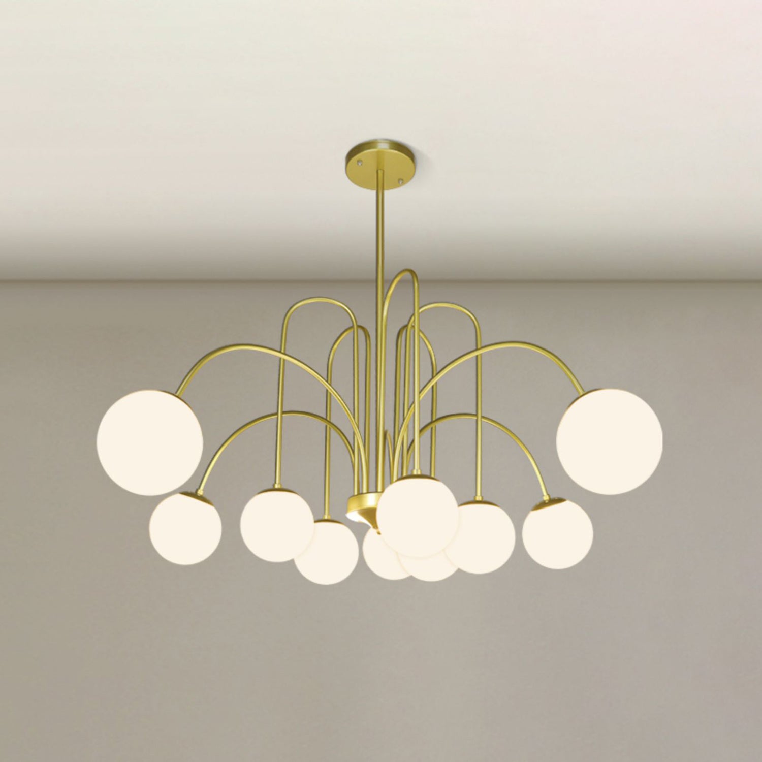 Modern Metal Chandelier Light Globe Multi-Head Pendant Lamps with Glass Shade