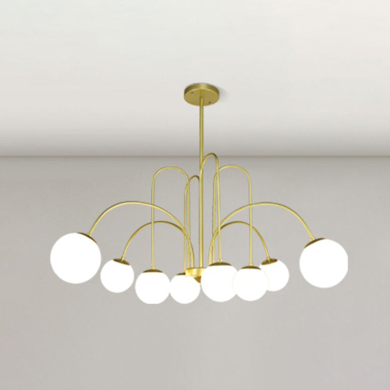 Modern Metal Chandelier Light Globe Multi-Head Pendant Lamps with Glass Shade