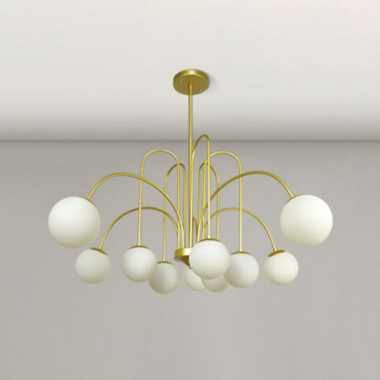 Modern Metal Chandelier Light Globe Multi-Head Pendant Lamps with Glass Shade