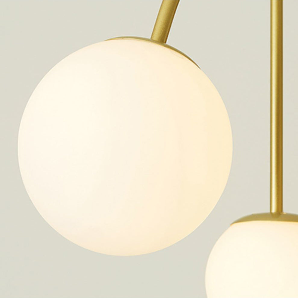 Modern Metal Chandelier Light Globe Multi-Head Pendant Lamps with Glass Shade