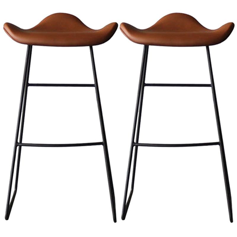 Black Iron Backless Quilted Barstool Industrial Indoor Tall Stool with Leather Seat