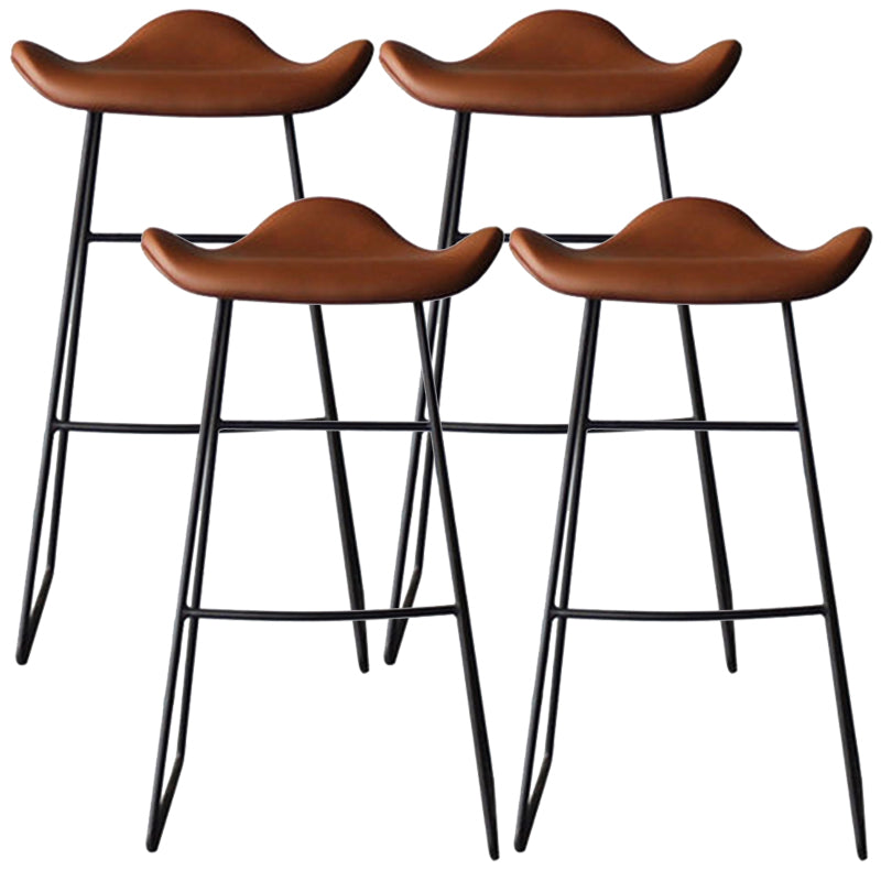 Black Iron Backless Quilted Barstool Industrial Indoor Tall Stool with Leather Seat
