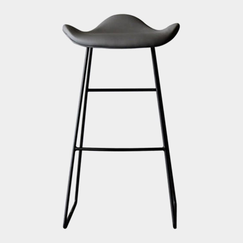 Black Iron Backless Quilted Barstool Industrial Indoor Tall Stool with Leather Seat