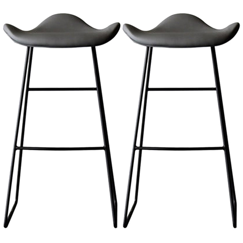 Black Iron Backless Quilted Barstool Industrial Indoor Tall Stool with Leather Seat