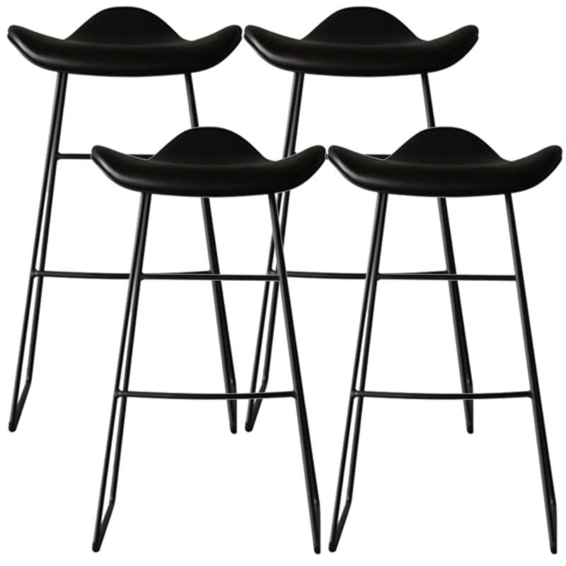 Black Iron Backless Quilted Barstool Industrial Indoor Tall Stool with Leather Seat