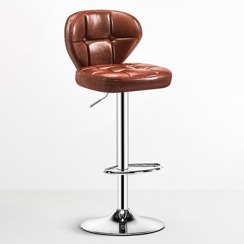 Nordic Style Leather Upholstered Barstool Adjustable Height Swivel Bar Stool