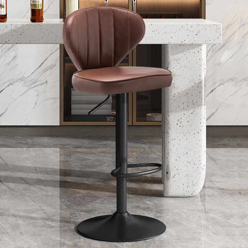 Nordic Style Leather Upholstered Barstool Adjustable Height Swivel Bar Stool