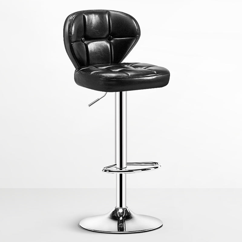 Nordic Style Leather Upholstered Barstool Adjustable Height Swivel Bar Stool