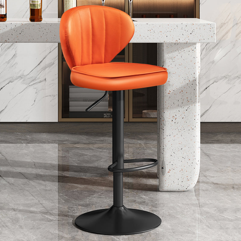 Nordic Style Leather Upholstered Barstool Adjustable Height Swivel Bar Stool